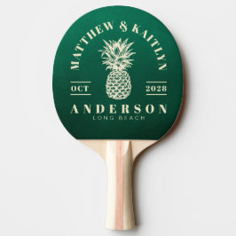 Smaragdgrüne tropische Ananas-Hochzeit Tischtennis Schläger