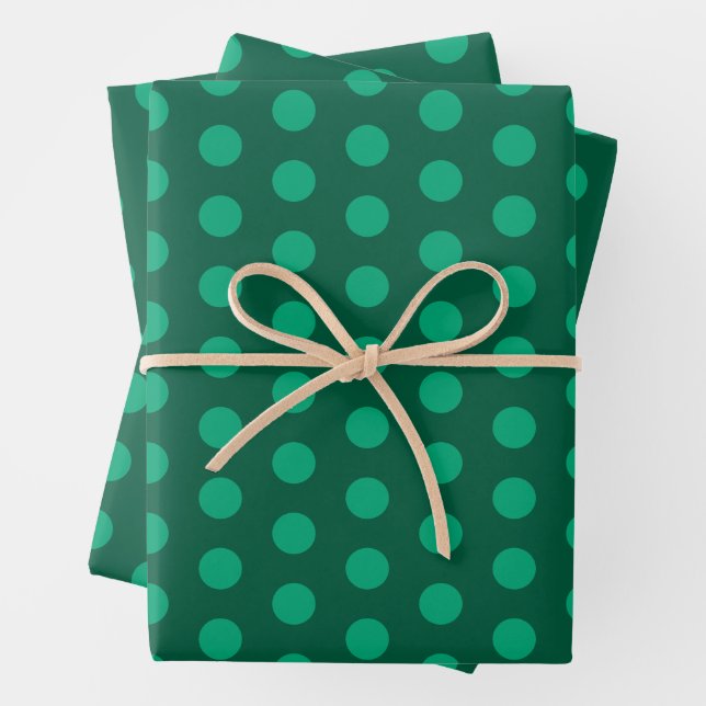 Smaragdgrüne Tupfen Geschenkpapier Set (Beispiel)
