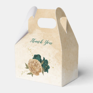 smaragdgrüne und beigegoldene Blumen Hochzeit Geschenkschachtel