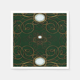 Smaragdgrüne und goldene Diamantene Hochzeitsfeier Serviette