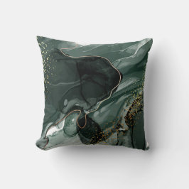 Smaragdgrüne und goldene Marmorplatte, Marmorhinte Kissen