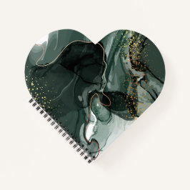 Smaragdgrüne und goldene Marmorplatte, Marmorhinte Notizbuch