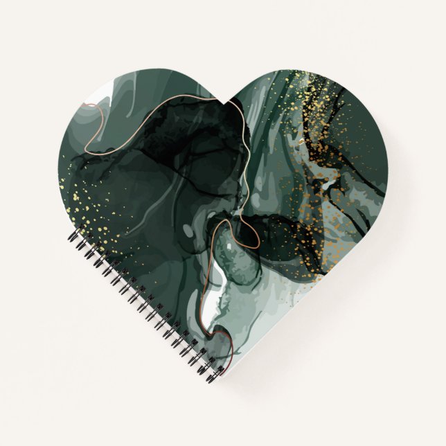 Smaragdgrüne und goldene Marmorplatte, Marmorhinte Notizbuch (Vorderseite)