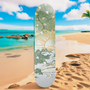 Smaragdgrüne und goldene Marmorseeschwalben Skateboard