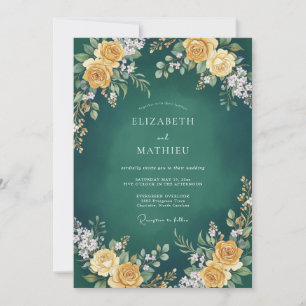 Smaragdgrüne üppige botanische Hochzeit Einladung
