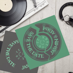 Smaragdgrüne Vinyl-Schallplatte Retro-Hochzeit Save The Date