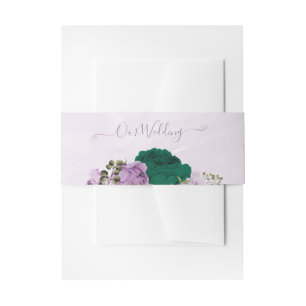 Smaragdgrüne, violette Blumen Hochzeit Einladungsbanderole
