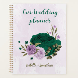 Smaragdgrüne, violette Blumen Hochzeit Planer