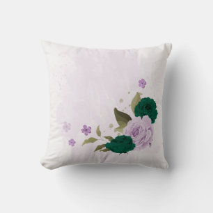 Smaragdgrüne violette Blumen Kissen