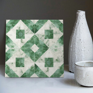 Smaragdgrüne Wanddekoration Art Nouveau Mosaik Fliese