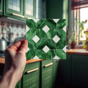 Smaragdgrüne Wanddekoration Art Nouveau Mosaik Fliese