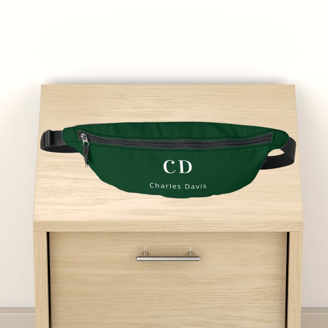 Smaragdgrüne, weiße Monogramm-Initialen Bauchtasche (Von Creator hochgeladen)