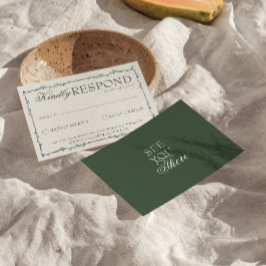 Smaragdgrüne Zweige Boho Old Money Hochzeit RSVP Karte