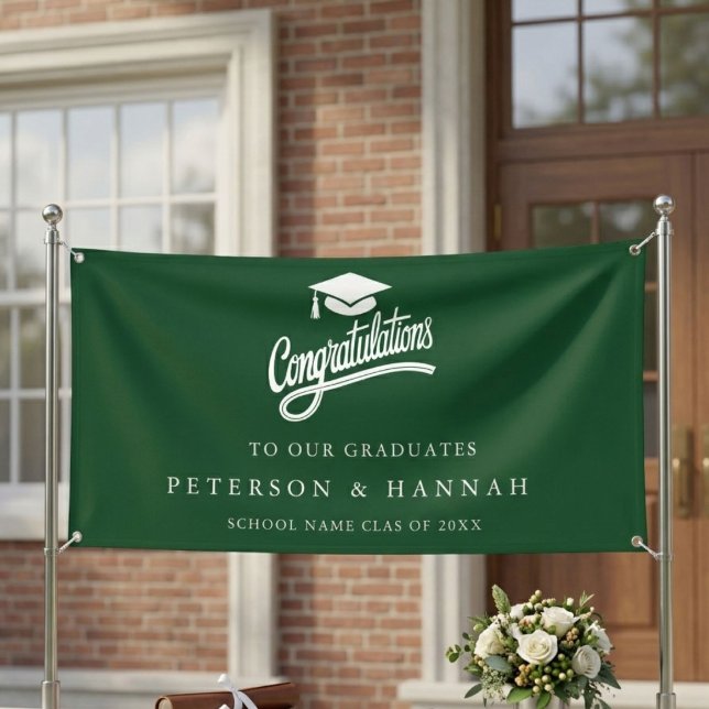 Smaragdgrüne Zwillinge-Abschlussgratulation Banner (Von Creator hochgeladen)