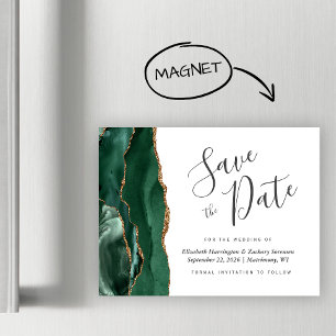 Smaragdgrüner Achat Magnetischer Hochzeitstermin Magnetkarte