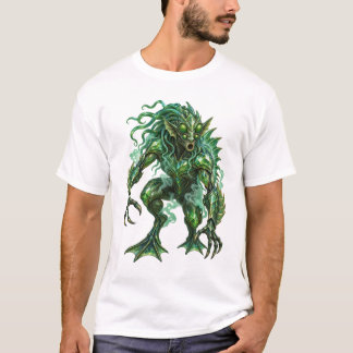 Smaragdgrüner Alien-Meeresmonster-Dunkelfantasy-Kr T-Shirt