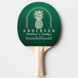 Smaragdgrüner Ananas-Hochzeitsbogen & Name Tischtennis Schläger