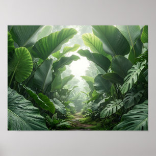Smaragdgrüner Botanischer Canyon Tropischer Naturp Poster
