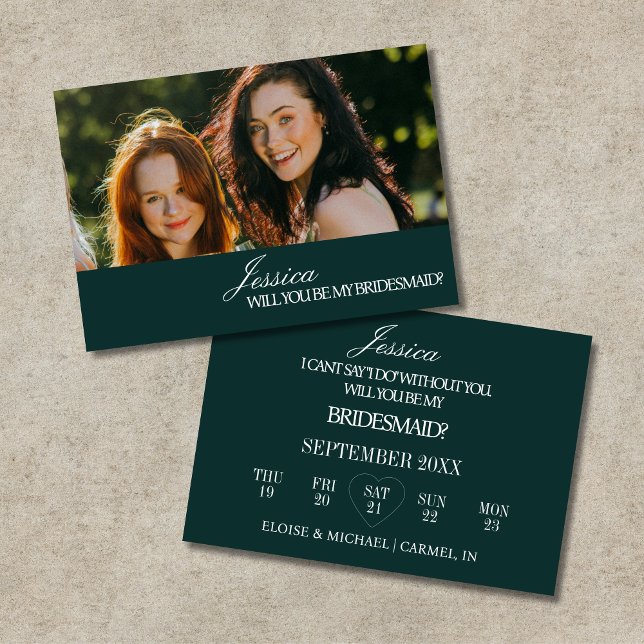 Smaragdgrüner Brautjungfer Antrag Karte (Emerald Will You Be My Bridesmaid Proposal Card)