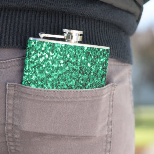 Smaragdgrüner falscher Glitter funkelt Flachmann