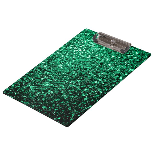 Smaragdgrüner falscher Glitter funkelt Klemmbrett (Schrägansicht)