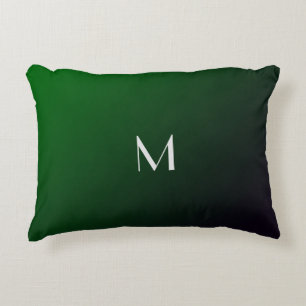 Smaragdgrüner Farbverlauf -  fettes Monogramm Dekokissen
