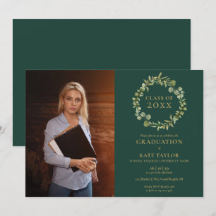 Smaragdgrüner Girlanden-Foto-Abschlussfeier In Einladung