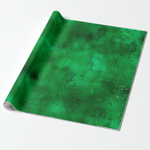 Smaragdgrüner Glam-Damask-Druck Geschenkpapier