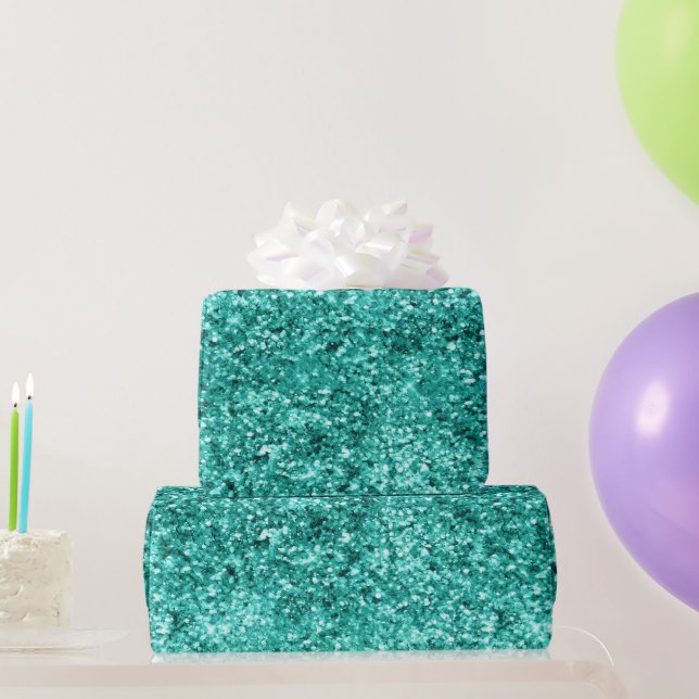 Smaragdgrüner Glitter-Geburtstag Geschenkpapier (Partygeschenke)