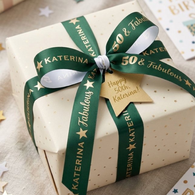 Smaragdgrüner Gold Fabelhafter Geburtstag Satinband (Von Creator hochgeladen)