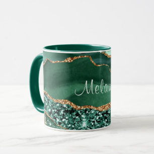 Smaragdgrüner Gold-Glitter-Marmor individuell bena Tasse