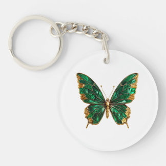 Smaragdgrüner Gold Schmetterling Acryl Schlüsselan Schlüsselanhänger