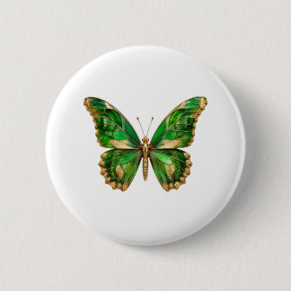 Smaragdgrüner Goldfolien-Schmetterlings-Art-Pin Button