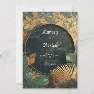 Smaragdgrüner Marmor Tropical Circle Rahmen Hochze Einladung