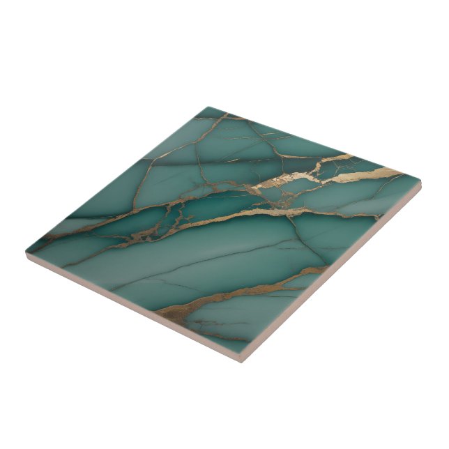 Smaragdgrüner Marmor und Goldader Luxus-Accessoire Fliese (Seite)