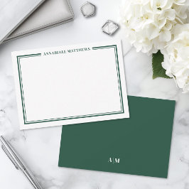 Smaragdgrüner minimalistischer Namensmonogramm Mitteilungskarte
