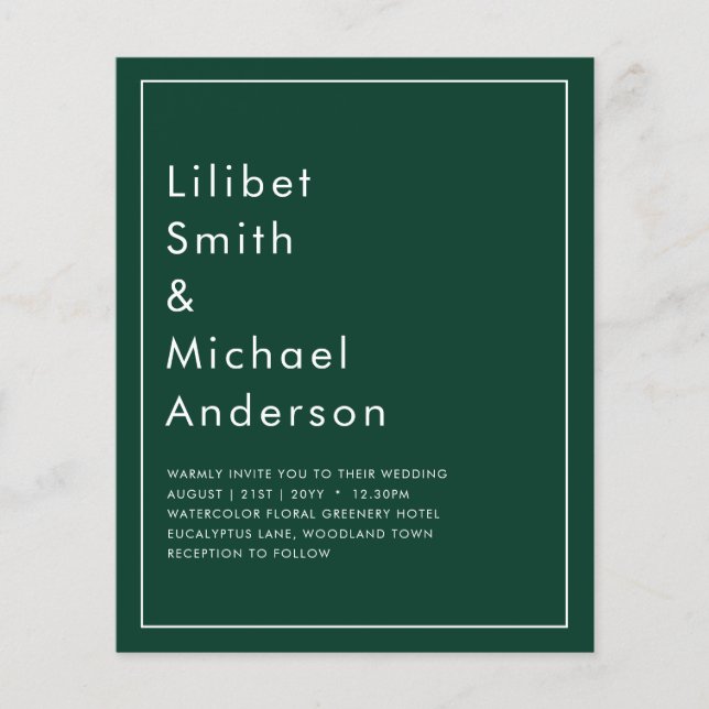 Smaragdgrüner, monochromer Text Flyer (Vorne)