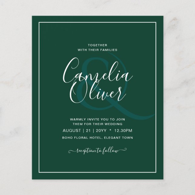 Smaragdgrüner, monochromer Text Flyer (Vorne)