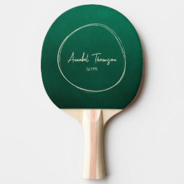 Smaragdgrüner Name im gezogenen Kreis Tischtennis Schläger