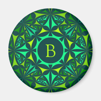 Smaragdgrüner Ornamental-Kaleidoskop-Monogramm Magnet