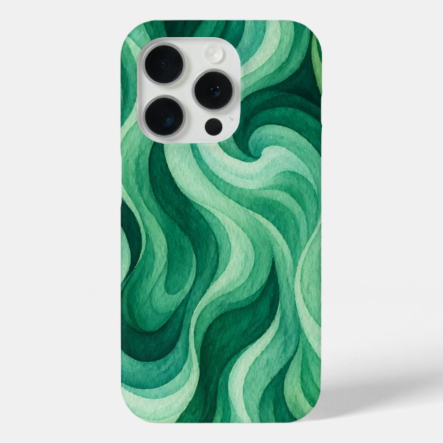 Smaragdgrüner Ozeanwirbel Abstract Wave Muster Case-Mate iPhone Hülle (Rückseite)