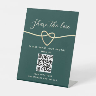 Smaragdgrüner QR-Code-Hochzeitsschild Sockelschild