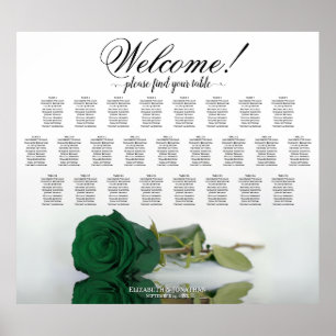 Smaragdgrüner Rosen-Elegant 25er Tisch Sitzordnung Poster