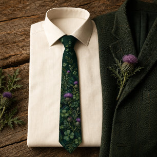 Smaragdgrüner Tartan-Karo-Irische Distel Krawatte