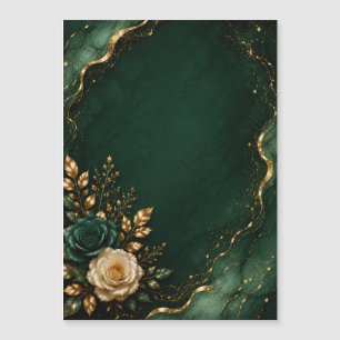 Smaragdgrüner und goldener Blumenkalender Magnetkarte