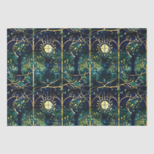 Smaragdgrüner Wald Faux-Buntglas-Muster Seidenpapier