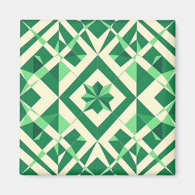 Smaragdgrünes geometrisches Sternmuster Magnet (Vorne)