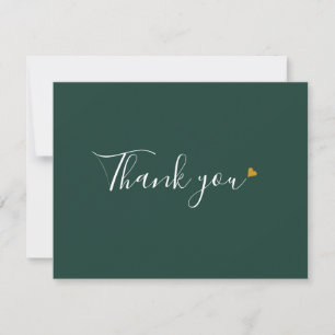 Smaragdgrünes Gold Herz Chic Script Geschäft Dankeskarte