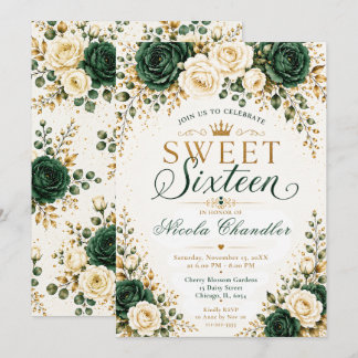 Smaragdgrünes Gold Sweet Sixteen Einladung