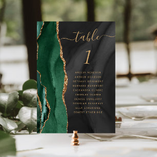 Smaragdgrünes Goldachat Dunkle Hochzeit Tischnummer